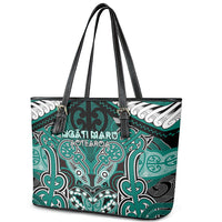 Aotearoa Iwi Ngati Maru Leather Tote Bag Maori Kowhaiwhai Pattern
