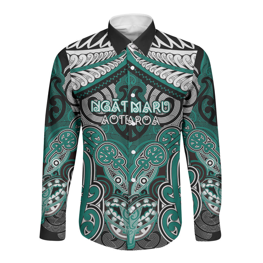 Aotearoa Iwi Ngati Maru Personalised Long Sleeve Button Shirt Maori Kowhaiwhai Pattern