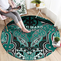 Aotearoa Iwi Ngati Maru Round Carpet Maori Kowhaiwhai Pattern