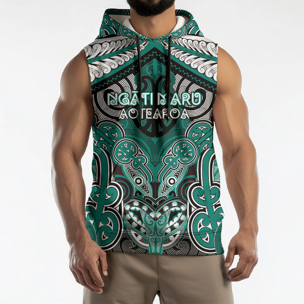 Aotearoa Iwi Ngati Maru Personalised Sleeveless Hoodie Maori Kowhaiwhai Pattern