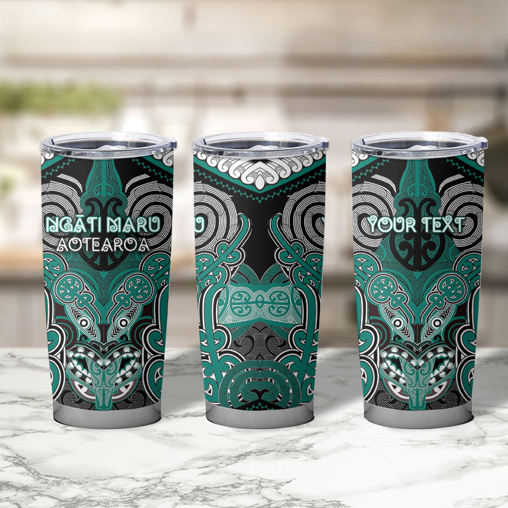 Aotearoa Iwi Ngati Maru Personalised Tumbler Cup Maori Kowhaiwhai Pattern