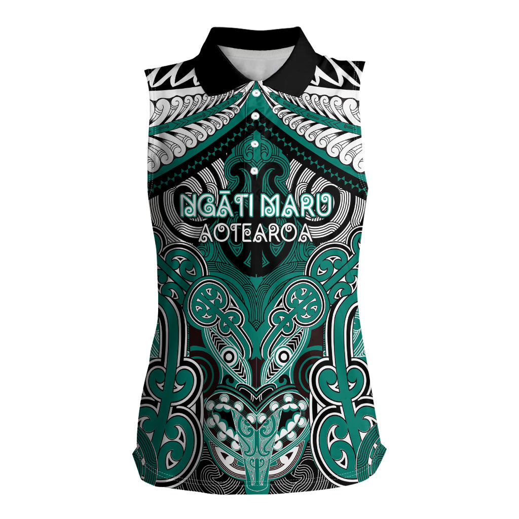 Aotearoa Iwi Ngati Maru Personalised Women Sleeveless Polo Shirt Maori Kowhaiwhai Pattern