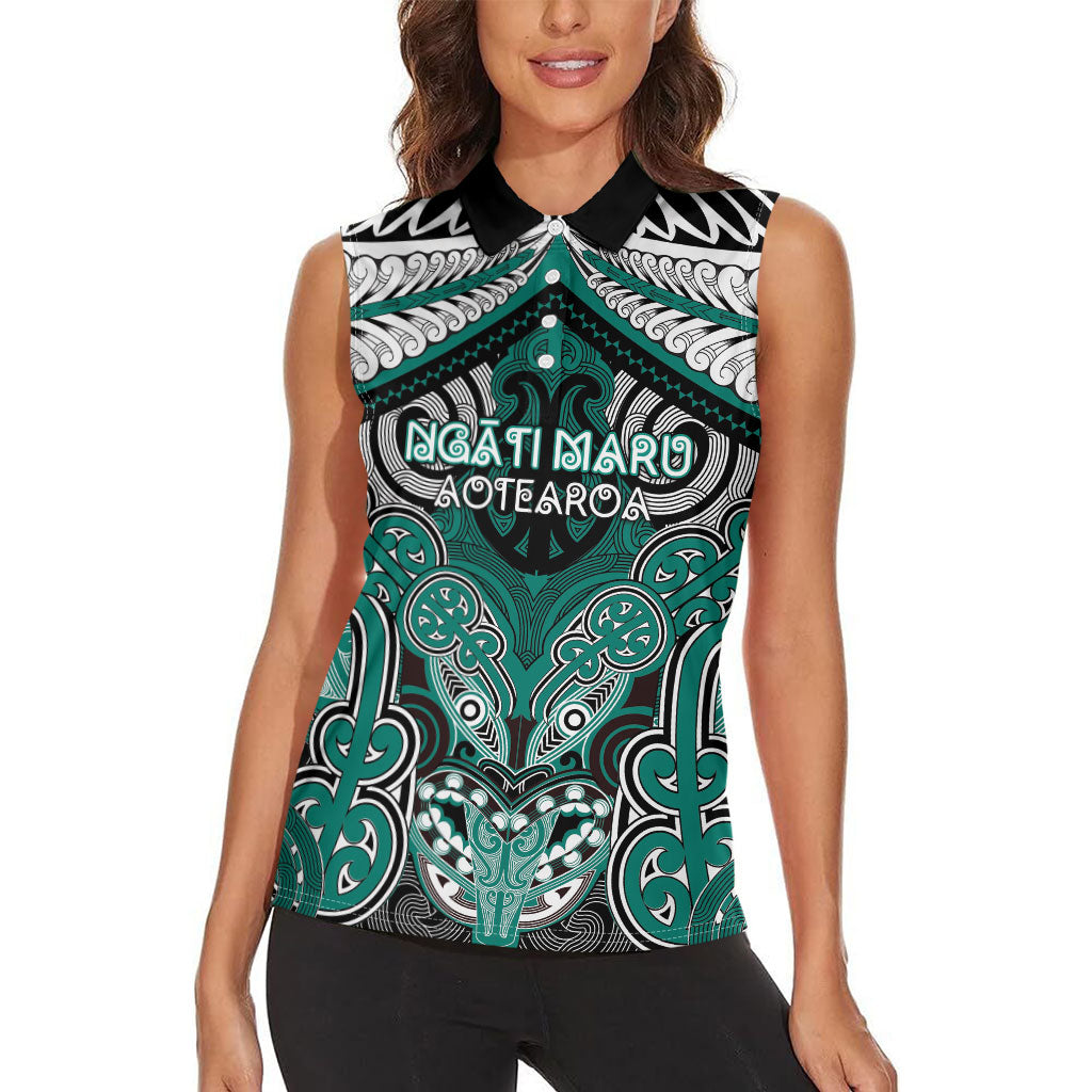 Aotearoa Iwi Ngati Maru Personalised Women Sleeveless Polo Shirt Maori Kowhaiwhai Pattern