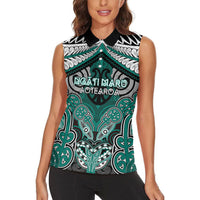 Aotearoa Iwi Ngati Maru Personalised Women Sleeveless Polo Shirt Maori Kowhaiwhai Pattern