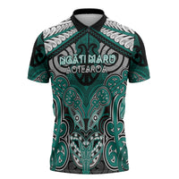 Aotearoa Iwi Ngati Maru Personalised Zipper Polo Shirt Maori Kowhaiwhai Pattern