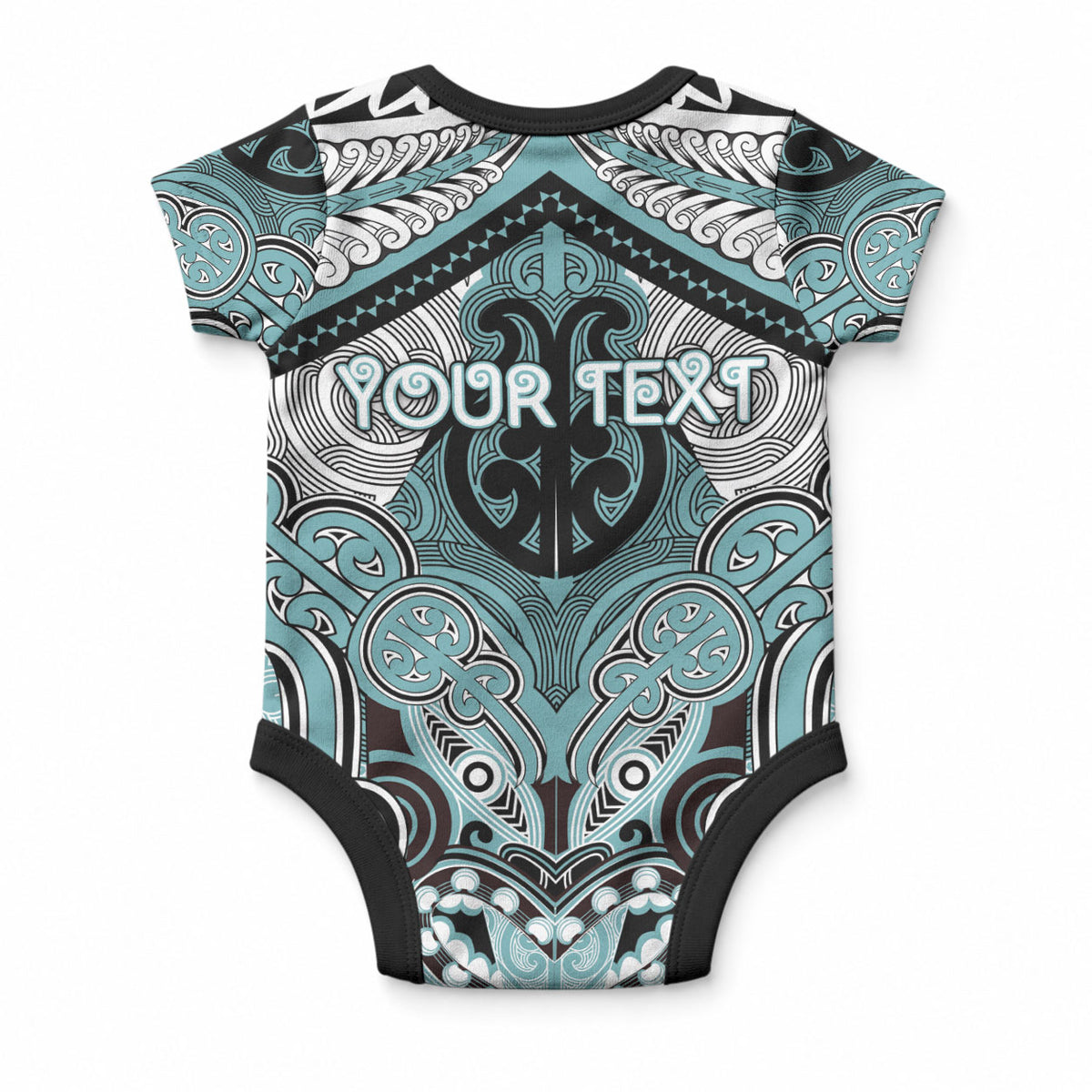 Aotearoa Iwi Ngati Paoa Personalised Baby Onesie Maori Kowhaiwhai Pattern