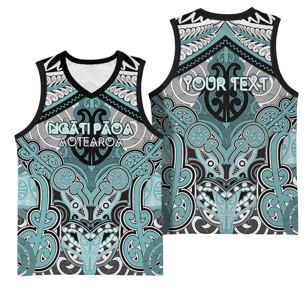 Aotearoa Iwi Ngati Paoa Personalised Basketball Jersey Maori Kowhaiwhai Pattern