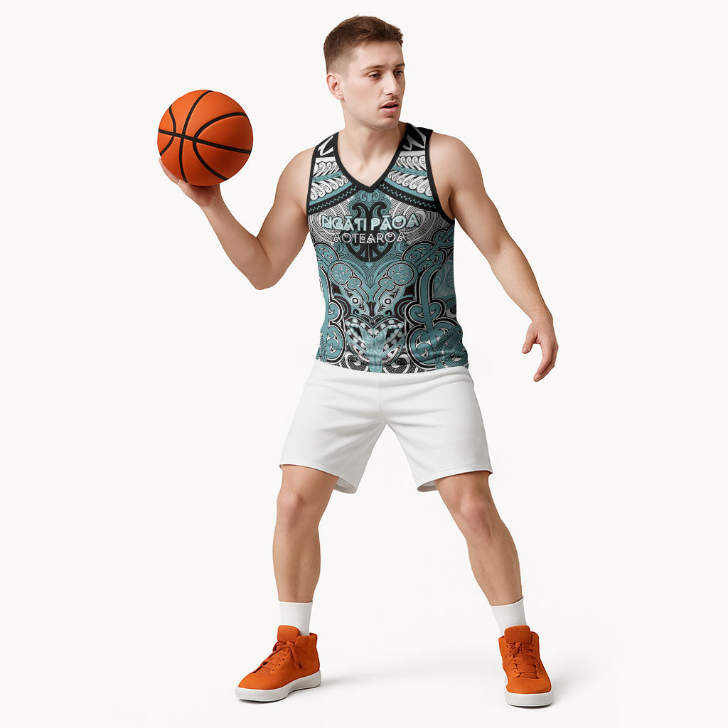 Aotearoa Iwi Ngati Paoa Personalised Basketball Jersey Maori Kowhaiwhai Pattern