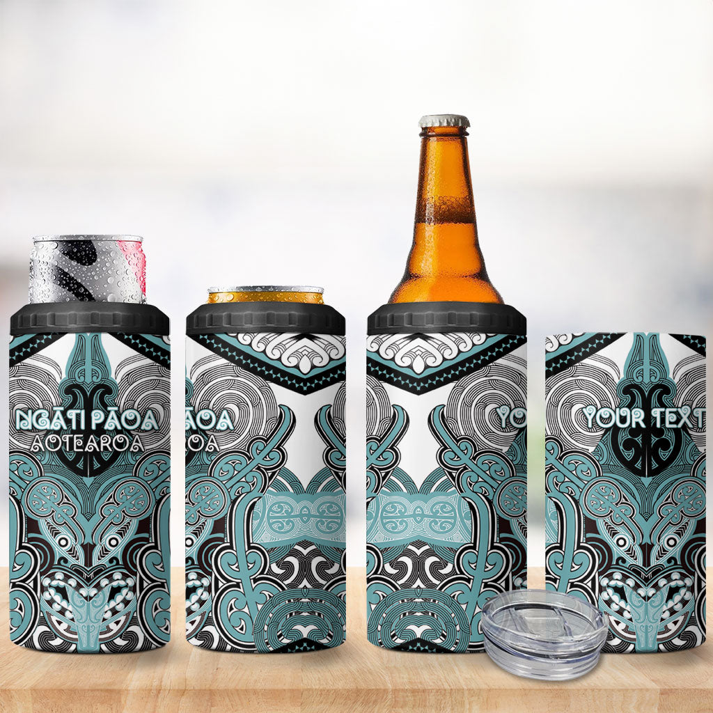 Aotearoa Iwi Ngati Paoa Personalised 4 in 1 Can Cooler Tumbler Maori Kowhaiwhai Pattern