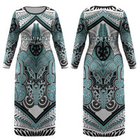 Aotearoa Iwi Ngati Paoa Personalised Couples Matching Long Sleeve Bodycon Dress and Hawaiian Shirt Maori Kowhaiwhai Pattern