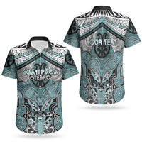 Aotearoa Iwi Ngati Paoa Personalised Couples Matching Off Shoulder Short Dress and Hawaiian Shirt Maori Kowhaiwhai Pattern