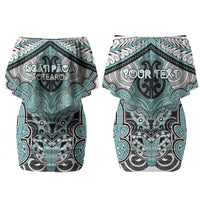Aotearoa Iwi Ngati Paoa Personalised Couples Matching Off Shoulder Short Dress and Long Sleeve Button Shirt Maori Kowhaiwhai Pattern