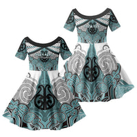 Aotearoa Iwi Ngati Paoa Personalised Family Matching Mermaid Dress and Hawaiian Shirt Maori Kowhaiwhai Pattern