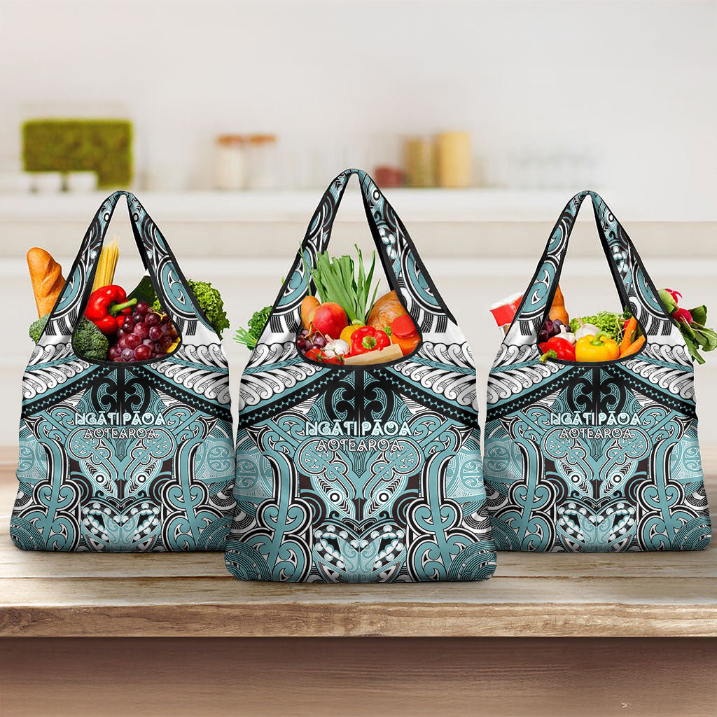 Aotearoa Iwi Ngati Paoa Grocery Bag Maori Kowhaiwhai Pattern