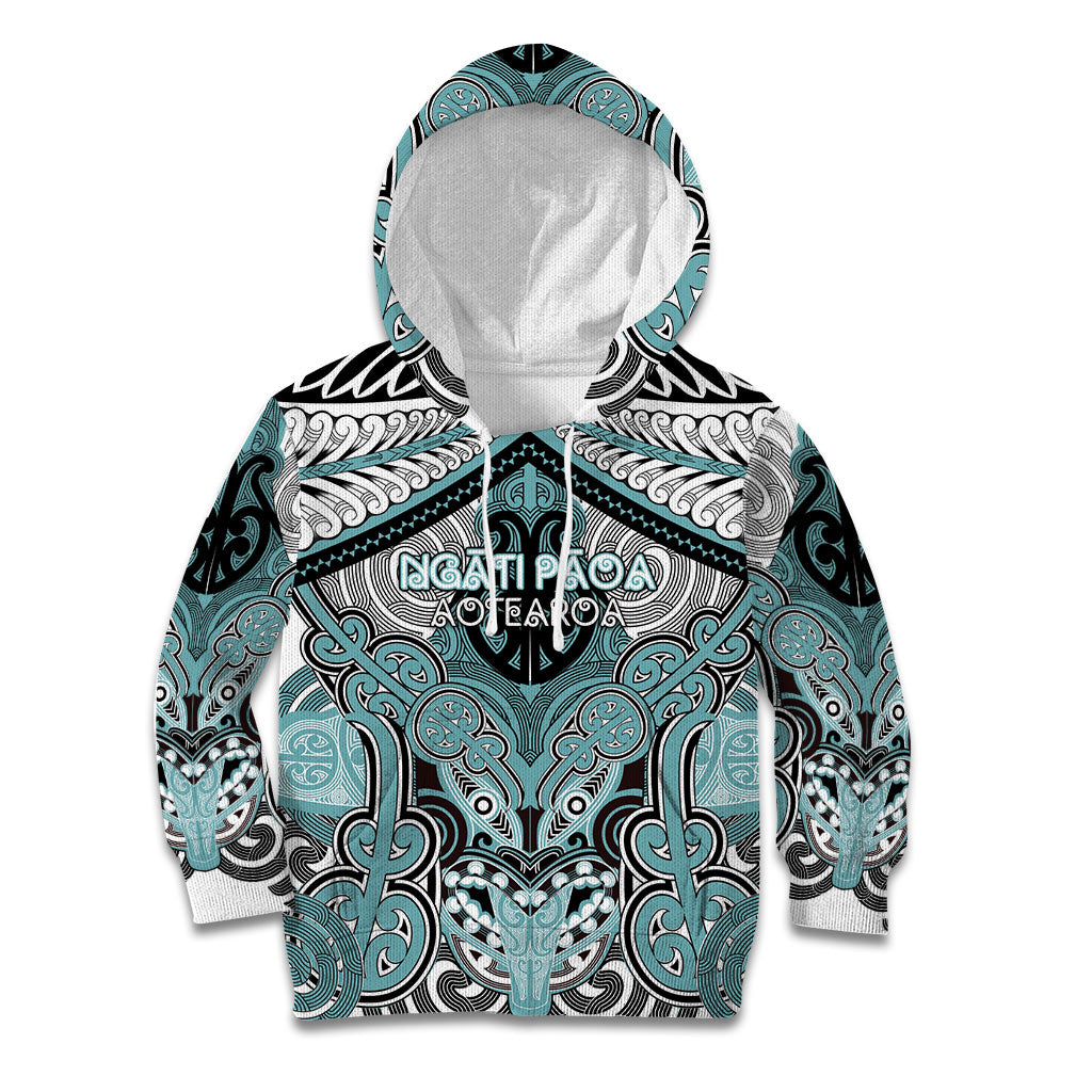 Aotearoa Iwi Ngati Paoa Personalised Kid Hoodie Maori Kowhaiwhai Pattern