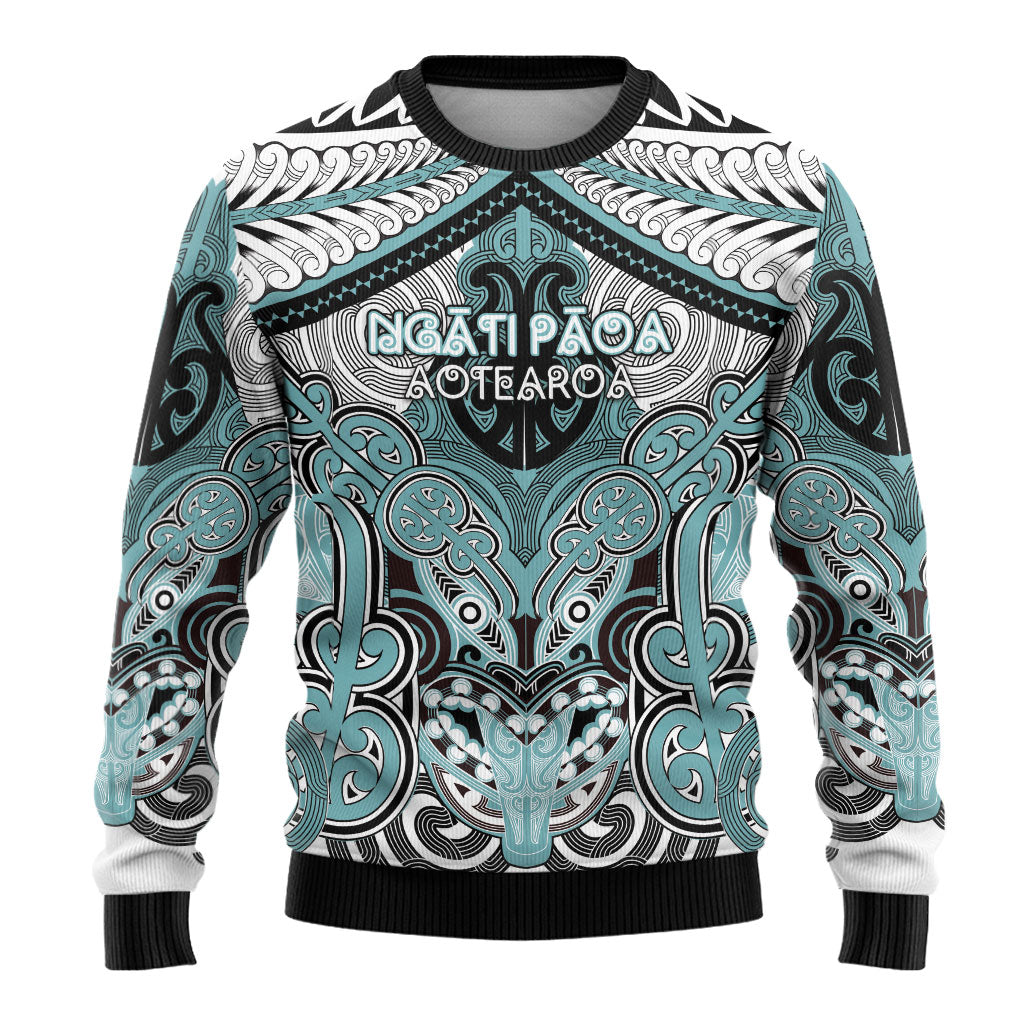 Aotearoa Iwi Ngati Paoa Personalised Ugly Christmas Sweater Maori Kowhaiwhai Pattern