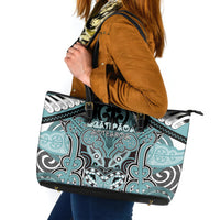 Aotearoa Iwi Ngati Paoa Leather Tote Bag Maori Kowhaiwhai Pattern