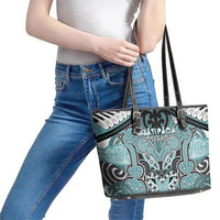 Aotearoa Iwi Ngati Paoa Leather Tote Bag Maori Kowhaiwhai Pattern