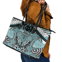 Aotearoa Iwi Ngati Paoa Leather Tote Bag Maori Kowhaiwhai Pattern