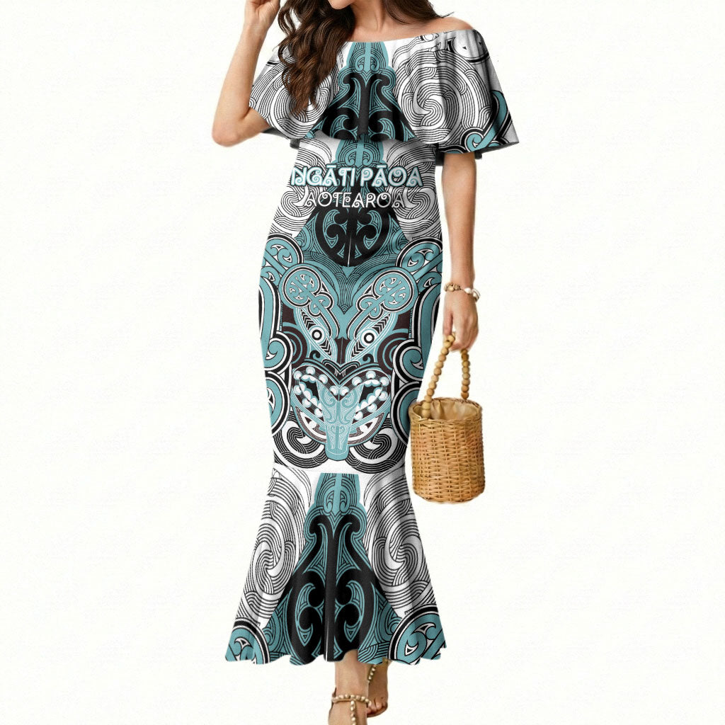 Aotearoa Iwi Ngati Paoa Personalised Mermaid Dress Maori Kowhaiwhai Pattern