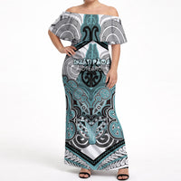Aotearoa Iwi Ngati Paoa Personalised Off Shoulder Maxi Dress Maori Kowhaiwhai Pattern