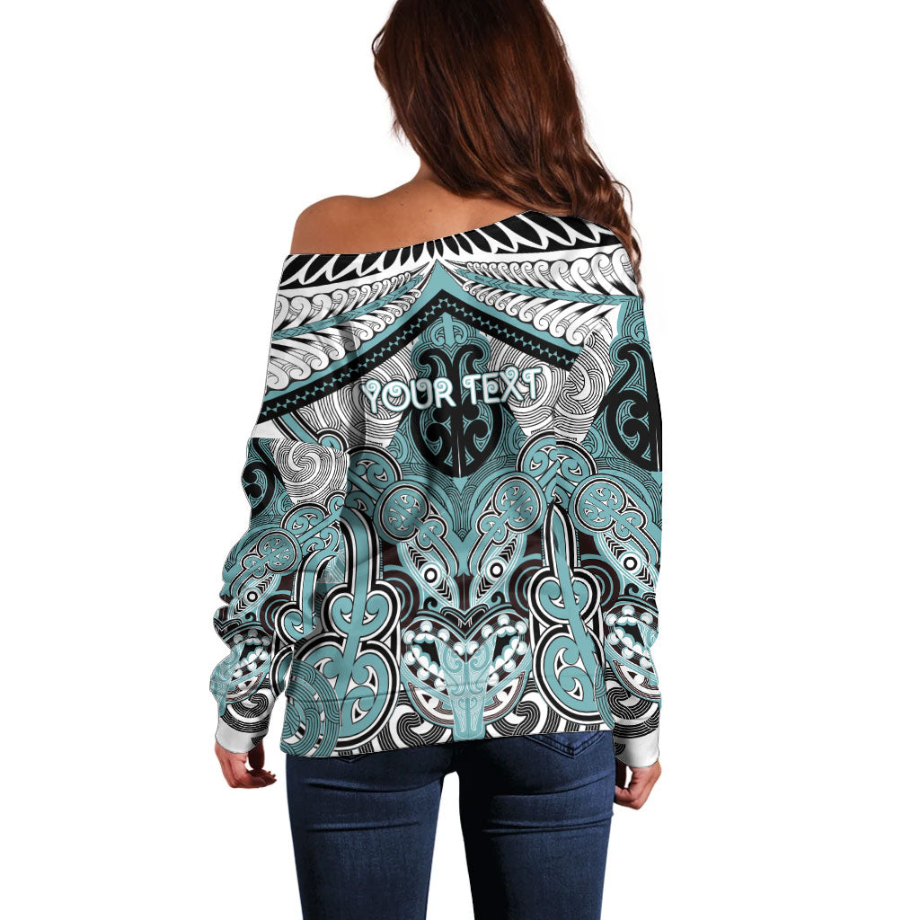 Aotearoa Iwi Ngati Paoa Personalised Off Shoulder Sweater Maori Kowhaiwhai Pattern