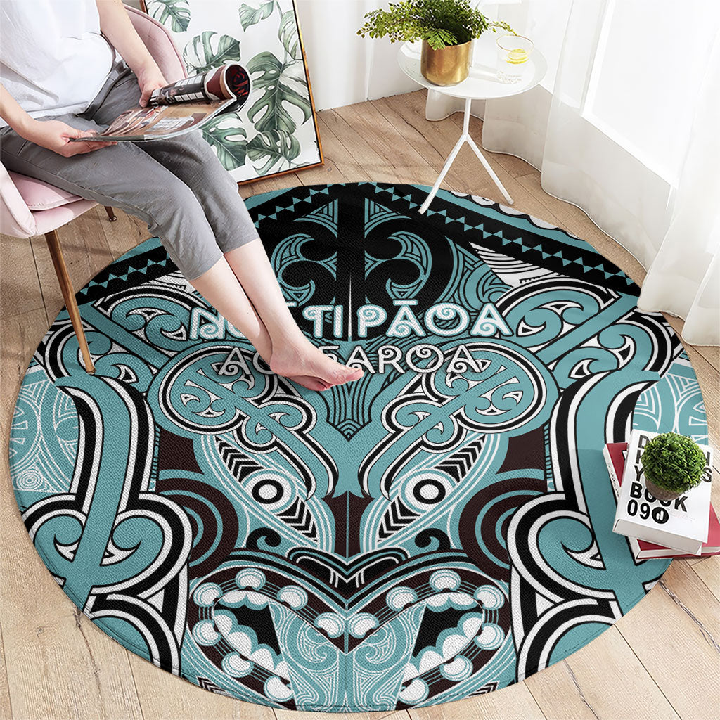 Aotearoa Iwi Ngati Paoa Round Carpet Maori Kowhaiwhai Pattern