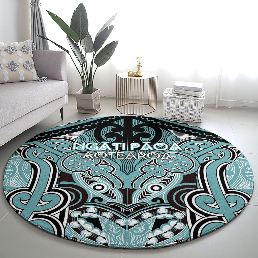 Aotearoa Iwi Ngati Paoa Round Carpet Maori Kowhaiwhai Pattern