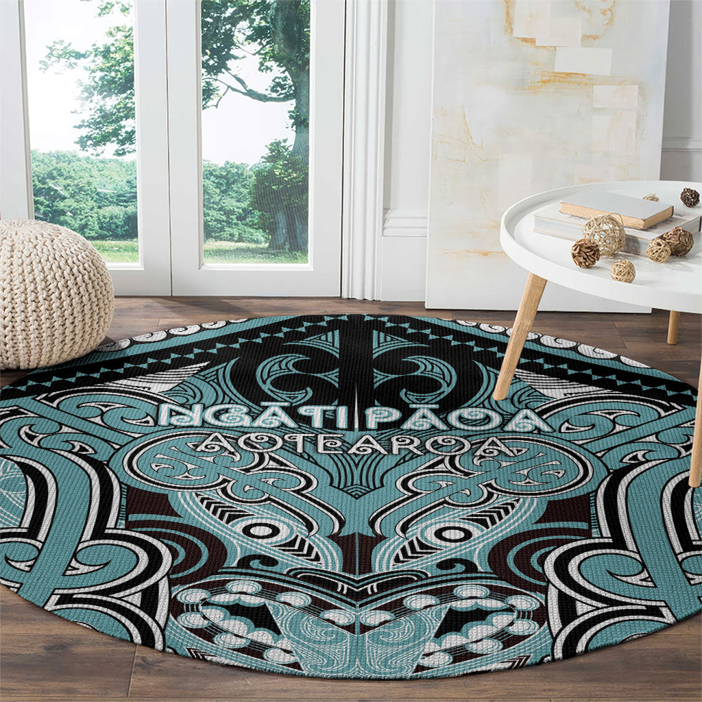 Aotearoa Iwi Ngati Paoa Round Carpet Maori Kowhaiwhai Pattern