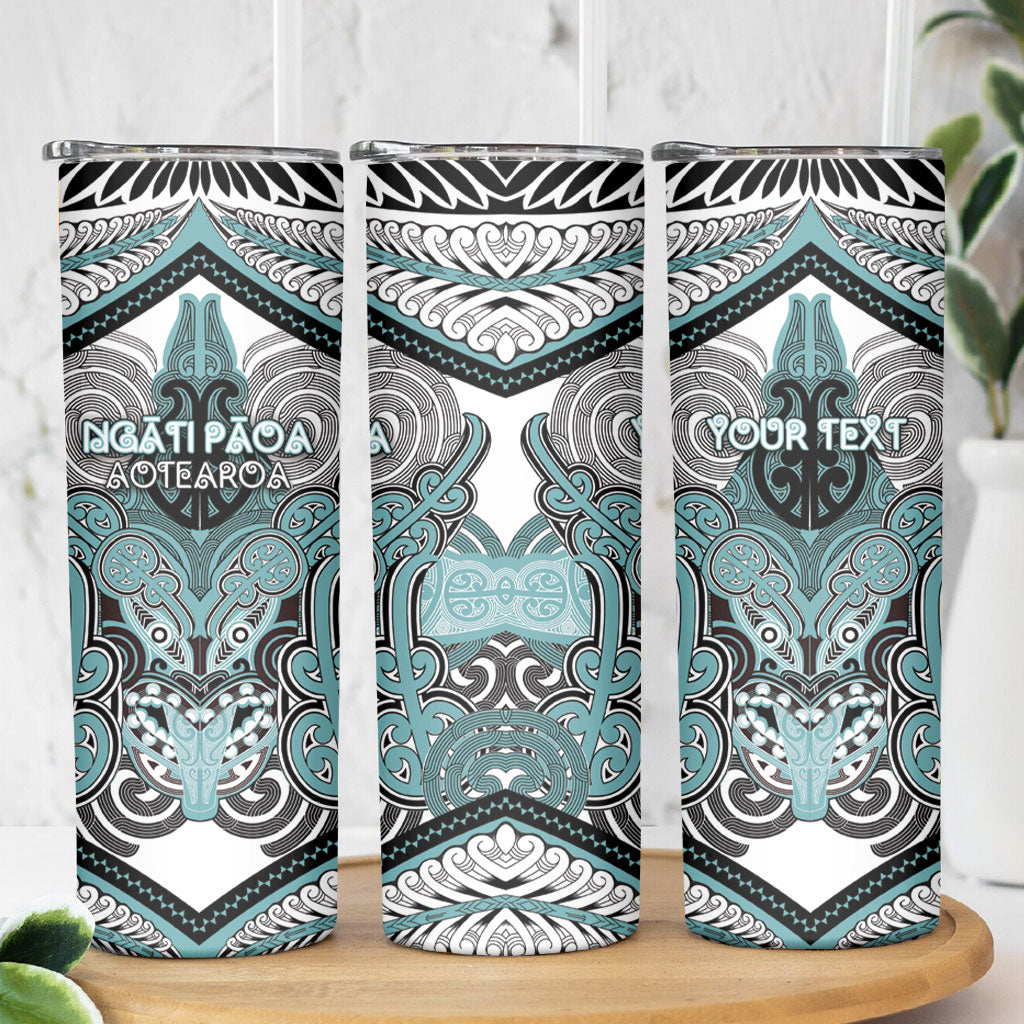 Aotearoa Iwi Ngati Paoa Personalised Skinny Tumbler Maori Kowhaiwhai Pattern