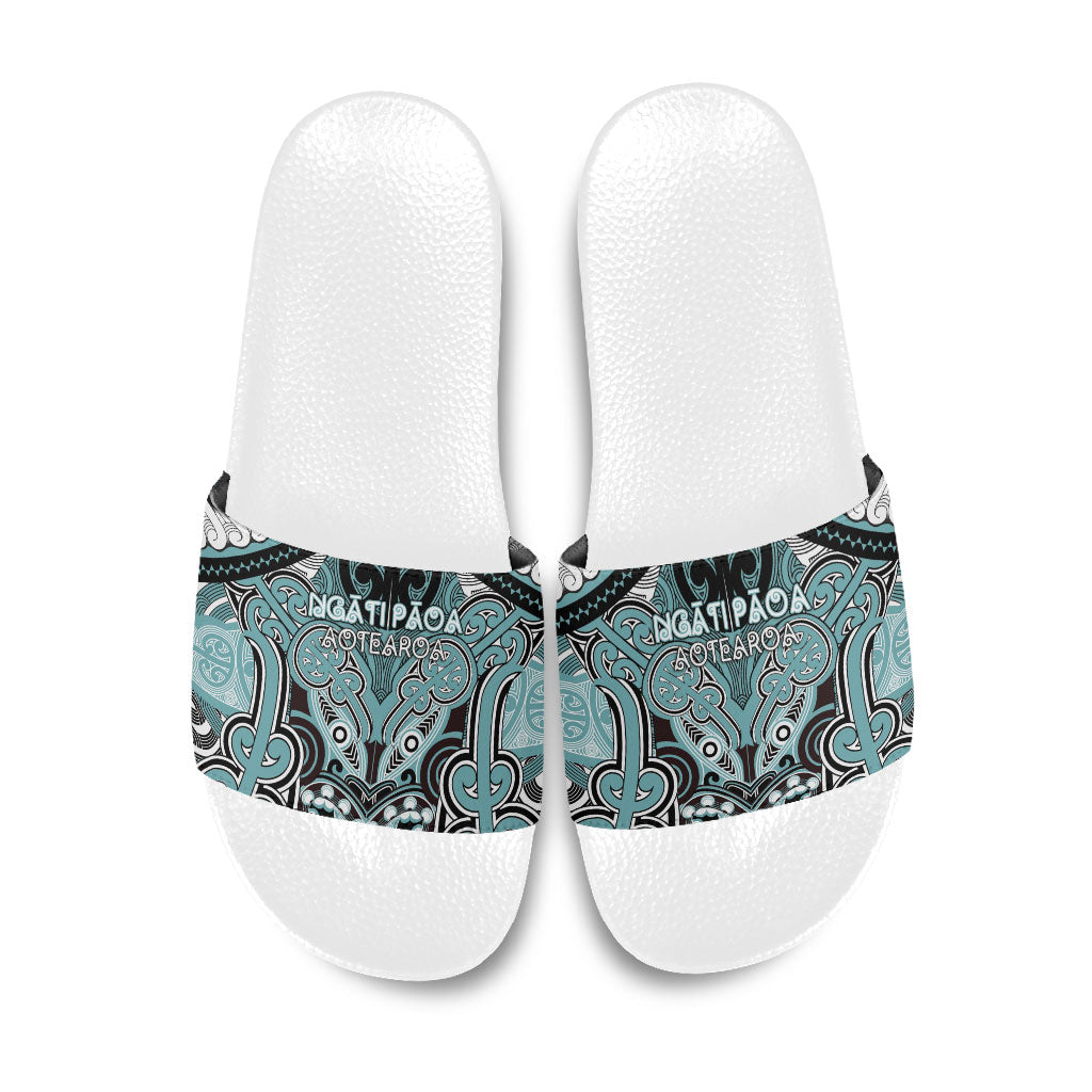 Aotearoa Iwi Ngati Paoa Slide Sandals Maori Kowhaiwhai Pattern