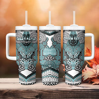 Aotearoa Iwi Ngati Paoa Personalised Tumbler With Handle Maori Kowhaiwhai Pattern