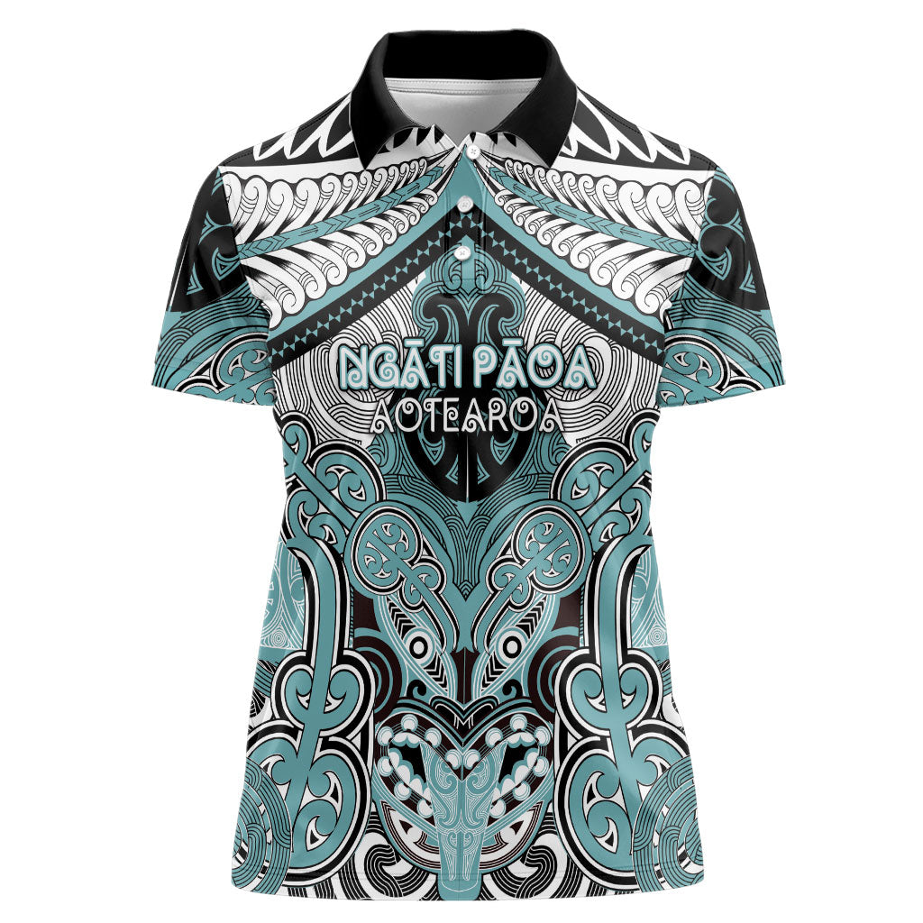 Aotearoa Iwi Ngati Paoa Personalised Women Polo Shirt Maori Kowhaiwhai Pattern