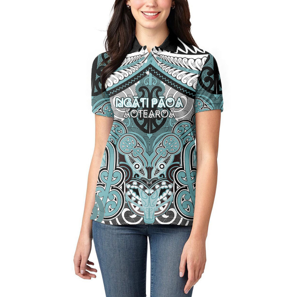 Aotearoa Iwi Ngati Paoa Personalised Women Polo Shirt Maori Kowhaiwhai Pattern