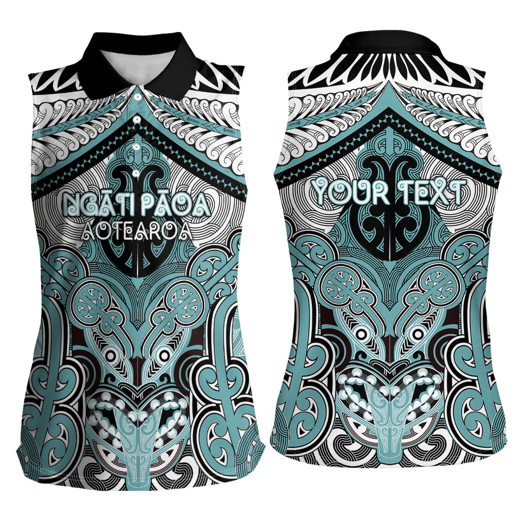 Aotearoa Iwi Ngati Paoa Personalised Women Sleeveless Polo Shirt Maori Kowhaiwhai Pattern