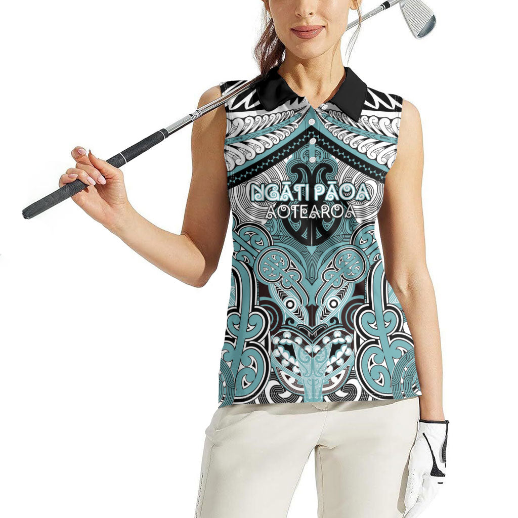 Aotearoa Iwi Ngati Paoa Personalised Women Sleeveless Polo Shirt Maori Kowhaiwhai Pattern