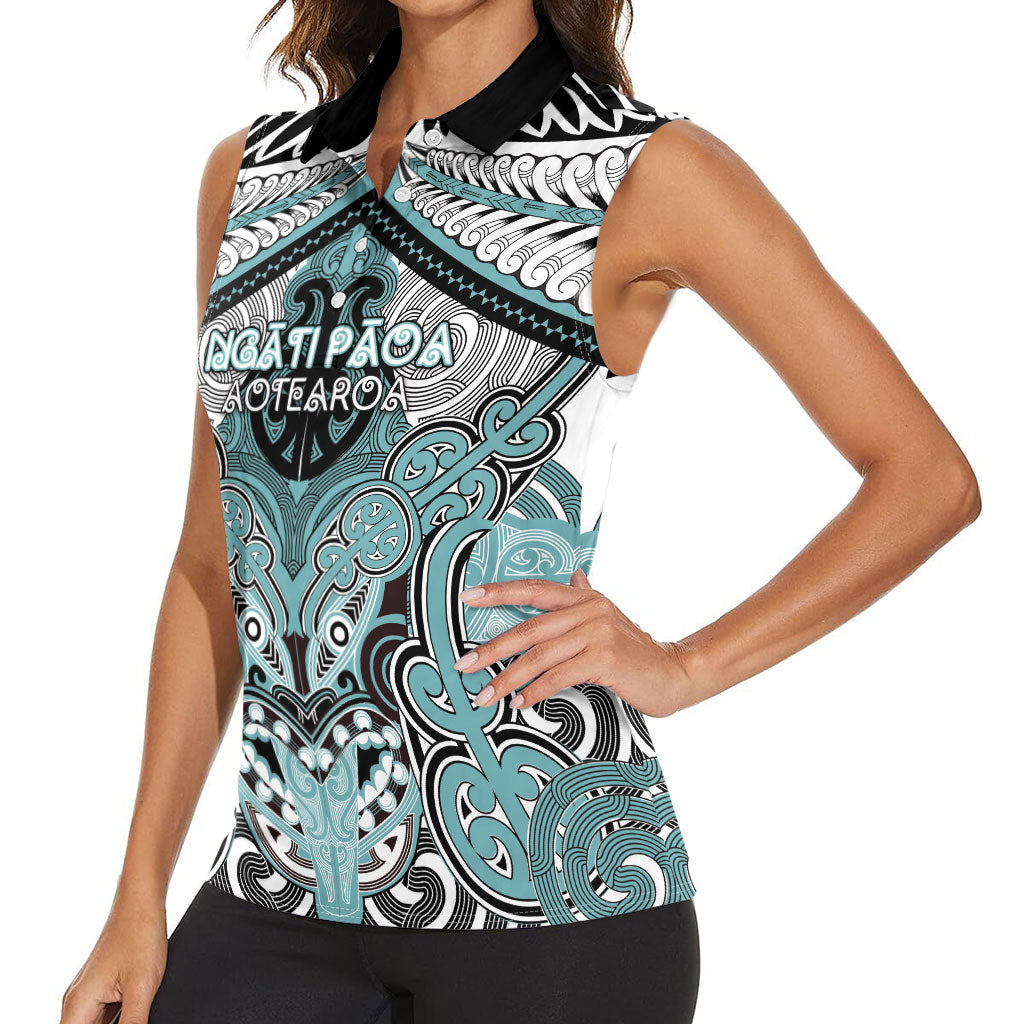 Aotearoa Iwi Ngati Paoa Personalised Women Sleeveless Polo Shirt Maori Kowhaiwhai Pattern