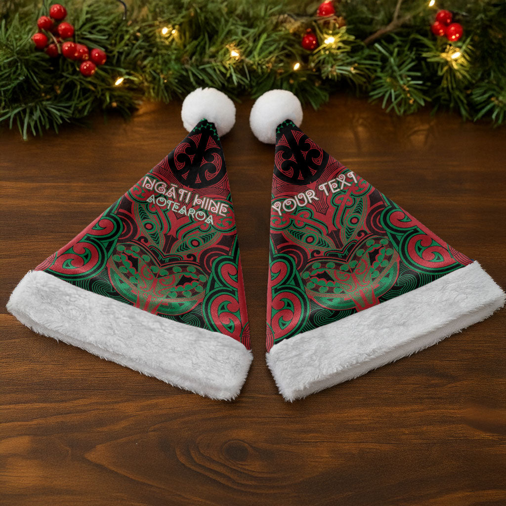 Aotearoa Iwi Ngati Hine Personalised Christmas Santa Hat Maori Kowhaiwhai Pattern