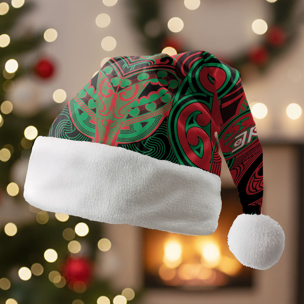 Aotearoa Iwi Ngati Hine Personalised Christmas Santa Hat Maori Kowhaiwhai Pattern