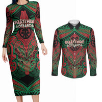 Aotearoa Iwi Ngati Hine Personalised Couples Matching Long Sleeve Bodycon Dress and Long Sleeve Button Shirt Maori Kowhaiwhai Pattern