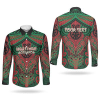 Aotearoa Iwi Ngati Hine Personalised Couples Matching Long Sleeve Bodycon Dress and Long Sleeve Button Shirt Maori Kowhaiwhai Pattern