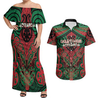 Aotearoa Iwi Ngati Hine Personalised Couples Matching Off Shoulder Maxi Dress and Hawaiian Shirt Maori Kowhaiwhai Pattern