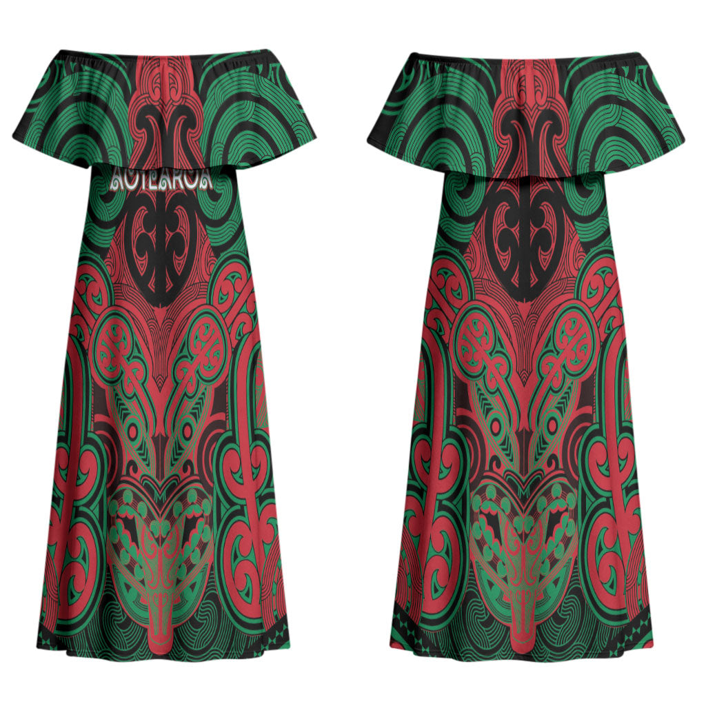 Aotearoa Iwi Ngati Hine Personalised Couples Matching Off Shoulder Maxi Dress and Hawaiian Shirt Maori Kowhaiwhai Pattern