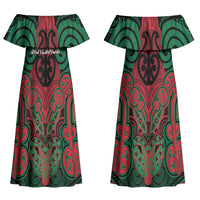 Aotearoa Iwi Ngati Hine Personalised Couples Matching Off Shoulder Maxi Dress and Hawaiian Shirt Maori Kowhaiwhai Pattern
