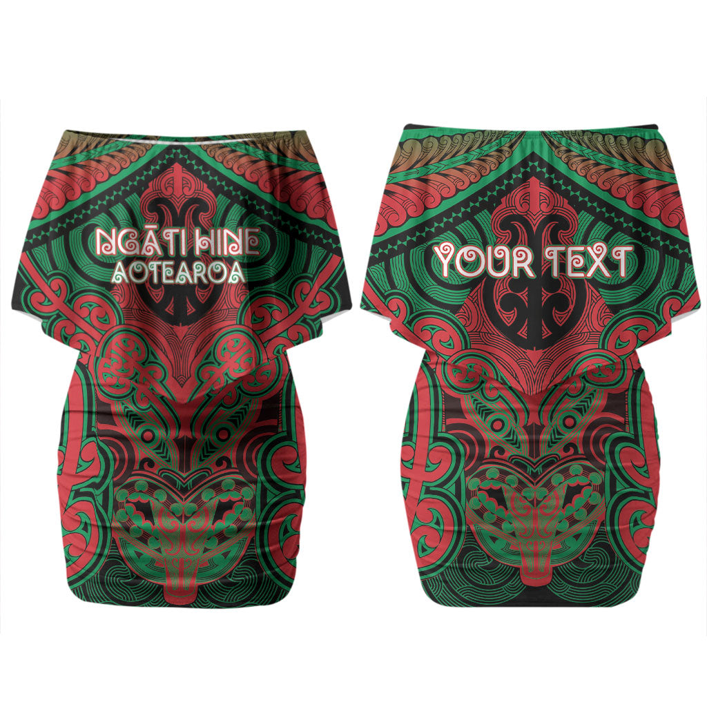 Aotearoa Iwi Ngati Hine Personalised Couples Matching Off Shoulder Short Dress and Long Sleeve Button Shirt Maori Kowhaiwhai Pattern