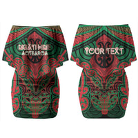 Aotearoa Iwi Ngati Hine Personalised Couples Matching Off Shoulder Short Dress and Long Sleeve Button Shirt Maori Kowhaiwhai Pattern