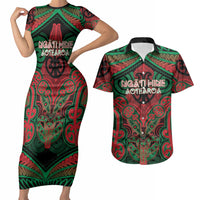Aotearoa Iwi Ngati Hine Personalised Couples Matching Short Sleeve Bodycon Dress and Hawaiian Shirt Maori Kowhaiwhai Pattern