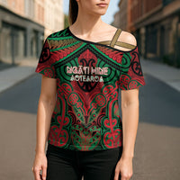 Aotearoa Iwi Ngati Hine Personalised Cross Shoulder Shirt Maori Kowhaiwhai Pattern