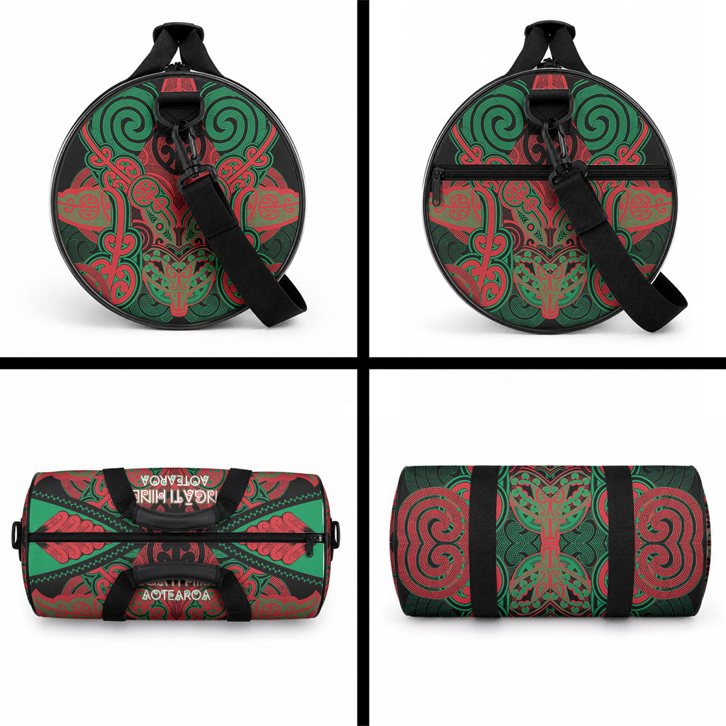 Aotearoa Iwi Ngati Hine Duffle Bag Maori Kowhaiwhai Pattern