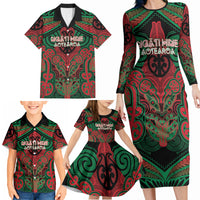 Aotearoa Iwi Ngati Hine Personalised Family Matching Long Sleeve Bodycon Dress and Hawaiian Shirt Maori Kowhaiwhai Pattern